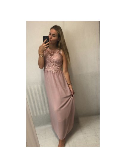 Šaty elegantní dlouhé plesové dámské (S/M ONE SIZE) ITALSKÁ MÓDA IMM21387/DR (Velikost S/M/L, Barva růžová světlá)