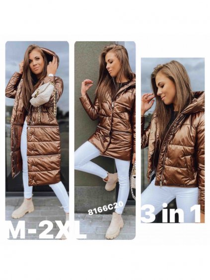 Kabát bunda zimní třídílná na zipy dámská (M-2XL) POLSKÁ MÓDA HKW218166C20