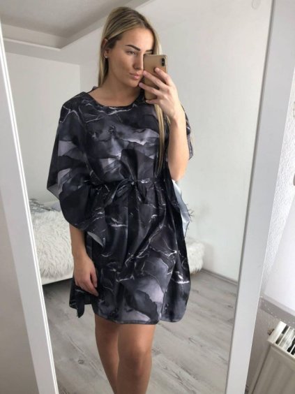 Šaty motýlkové krátký rukáv dámské (S/M ONE SIZE) ITALSKÁ MÓDA imwe221179/DR (Velikost S/M/L, Barva Černá)