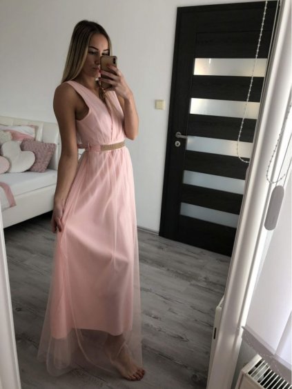 Šaty dlouhé společenské elegantní plesové dámské (S/M ONE SIZE) ITALSKÁ MÓDA IMM22Q52232/DR