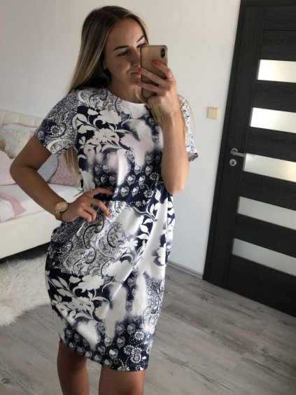 Šaty bavlněné klasik krátký rukáv dámské (S/M/L/XL ONE SIZE) ITALSKá MóDA IMC22347/DR