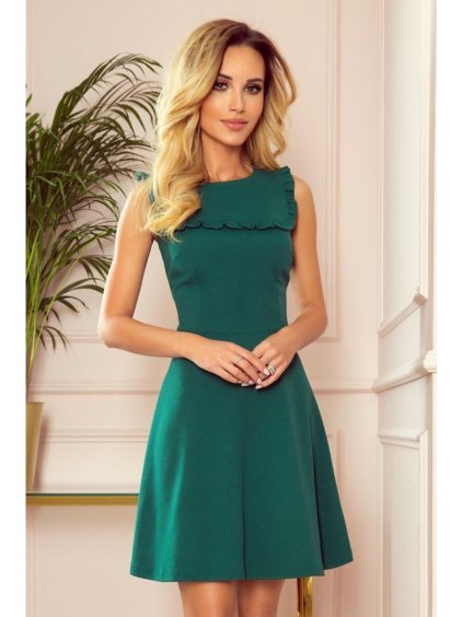 Šaty elegantní  letní bez rukávu dámské (M ONE SIZE) POLSKÁ MÓDA NUM22POLI/DR (Velikost M, Barva zelená)