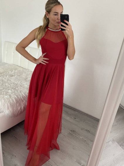 Šaty tilové elegantní bez rukávů dámské (S/M ONE SIZE) ITALSKÁ MÓDA IMM22Q52235/DR (Velikost S/M/L, Barva bílá)