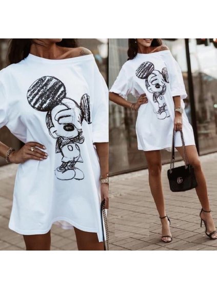 Šaty tunika oversize krátký rukáv dámské (S/M/L ONE SIZE) ITALSKÁ MÓDA IMWK22353/DR
