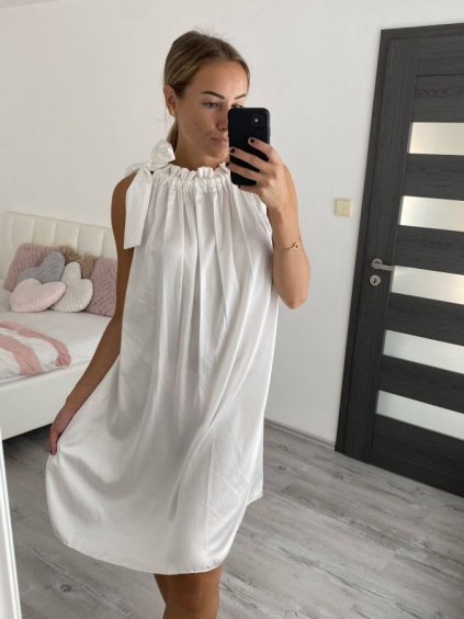 Šaty letní bez rukávu dámské (S/M ONE SIZE) ITALSKÁ MÓDA IMWB22045/DR (Velikost M/L, Barva béžová)