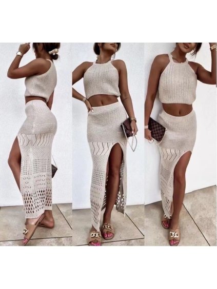 Souprava letní top a sukně dámská (S/M ONE SIZE) ITALSKÁ MÓDA IMWA222704/DR