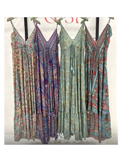 Šaty dlouhé letní na ramínka dámské (L/XL ONE SIZE) INDICKÁ MÓDA IMPEM22G-37/DR