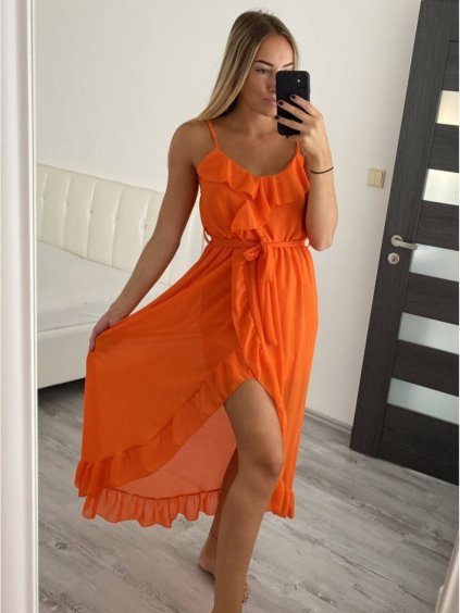 Šaty šifonové dlouhé letní na ramínka dámské (S/M ONE SIZE) ITALSKÁ MÓDA IMM22FS52532/DR (Velikost S/M/L, Barva Černá)