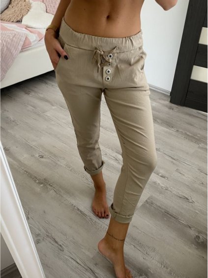 Kalhoty dlouhé strečové dámské (M/L ONE SIZE) ITALSKÁ MÓDA IMD22095/DR