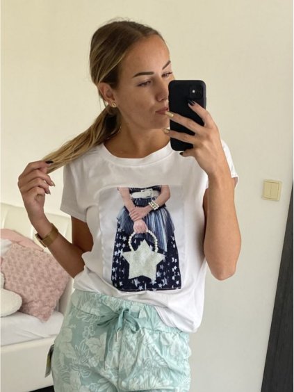 Tričko krátký rukáv dámské (S/M ONE SIZE) ITALSKÁ MÓDA IMM22FASHION/DR