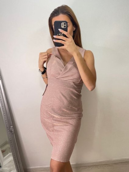 Šaty elegantní společenské třpytivé na ramínka dámské (S/M ONE SIZE) ITALSKÁ MÓDA IMM22SARA/DR