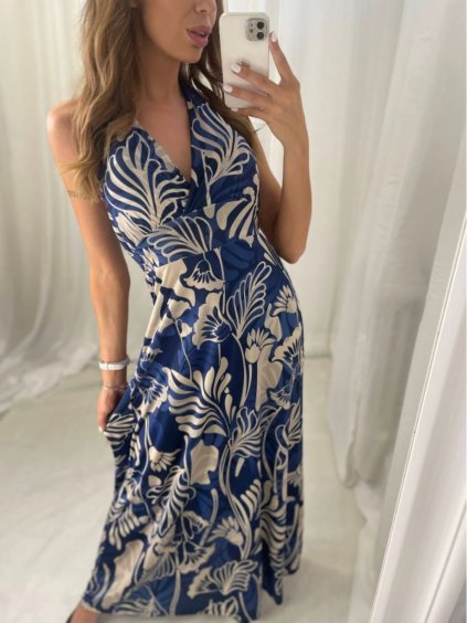 Šaty dlouhé bez rukávu letní icecool dámské (S/M/L ONE SIZE) ITALSKÁ MÓDA IMM22974B/DR