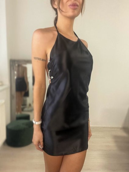 Šaty letní na ramínka dámské (S/M ONE SIZE) ITALSKÁ MÓDA IMPBB22C23405/DR (Velikost S/M/L, Barva Černá)