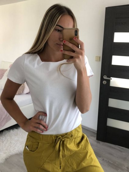 Tričko s krátkým rukávem dámské   (uni s/m/l) ITALSKá MóDA IM518106/DR (Velikost S/M/L, Barva bílá)