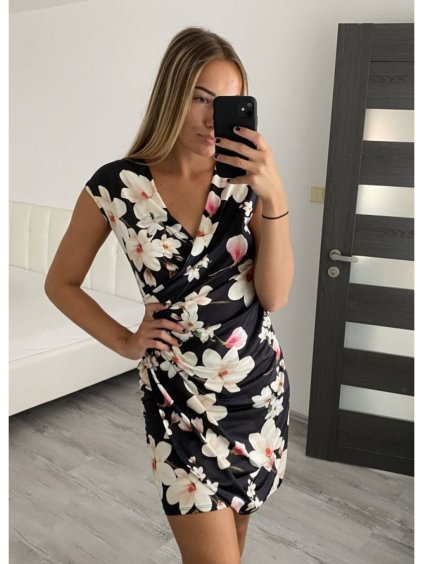 Šaty krátké letní icecool bez rukávů dámské (S/M ONE SIZE) ITALSKÁ MÓDA IMM22346/DR