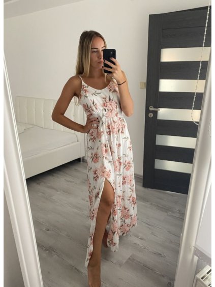 Šaty dlouhé letní na ramínka dámské (S/M ONE SIZE) ITALSKÁ MÓDA IMWG22MISSI10/DR
