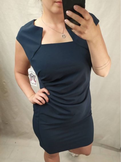 Šaty elegantní společenské dámské (XL-4XL) ITALSKá MóDA IM922DRESSBLUE/DR