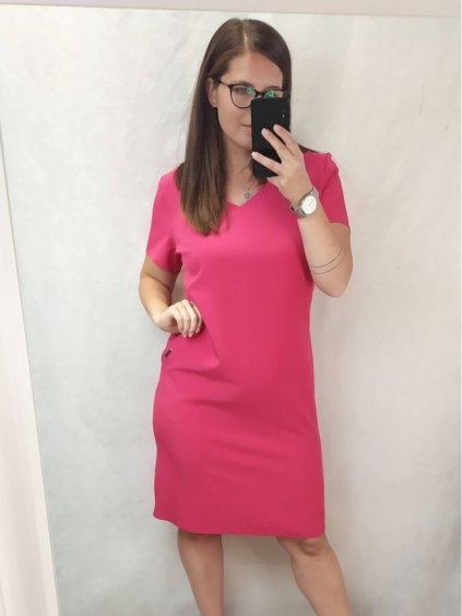 Šaty elegantní krátký rukáv letní dámské (44-46-48-50-52) Polská MÓDA PMLP22JARAR/DR