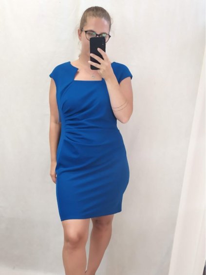 Šaty elegantní společenské dámské (XL-4XL) ITALSKá MóDA IM922DRESSKRBLUE/DR (Velikost 2XL, Barva modrá královská)
