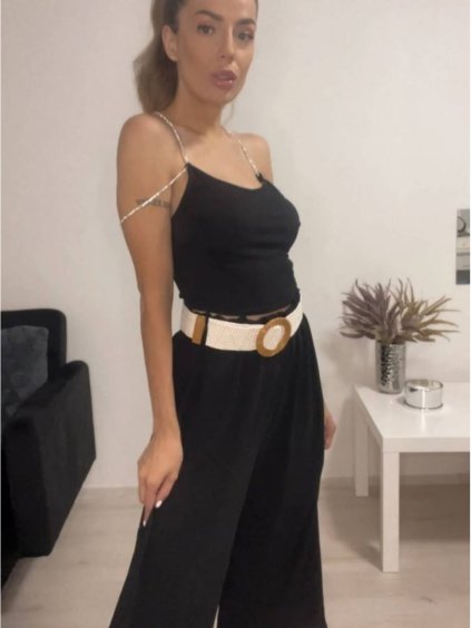 Tílko crop top na ramínka dámské (S/M ONE SIZE) ITALSKÁ MÓDA IMPBB22C23695/DR (Velikost S/M/L, Barva Černá)