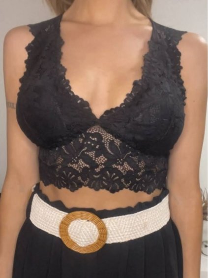 Tílko crop top krajkové bez rukávu dámské (S/M ONE SIZE) ITALSKÁ MÓDA IMPBB222115hb/DR