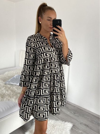 Šaty dlouhý rukáv dámské nadrozměr (M/L ONE SIZE) ITALSKá MóDA IM4221054-3/DR