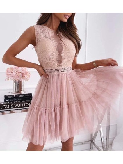 Šaty letní elegantní bez rukávu krajkované dámské (S/M ONE SIZE) ITALSKá MóDA IMM22FL22540/DR (Velikost S/M/L, Barva Černá)
