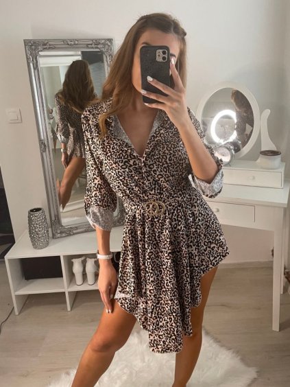 Šaty elegantní košilové dlouhý rukáv dámské (S/M ONE SIZE) ITALSKÁ MÓDA IMM22MS52379A/DR (Velikost S/M/L, Barva béžová)