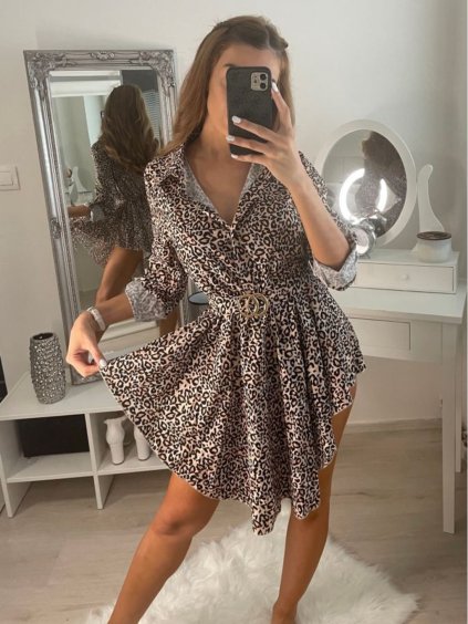 Šaty elegantní košilové dlouhý rukáv dámské (S/M ONE SIZE) ITALSKÁ MÓDA IMM22MS52379A/DR (Velikost S/M/L, Barva béžová)