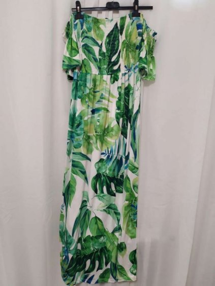 Šaty carmen dlouhé letní icecool žabičkované dámské (S/M ONE SIZE) ITALSKÁ MÓDA IMM21142-ZE/DR