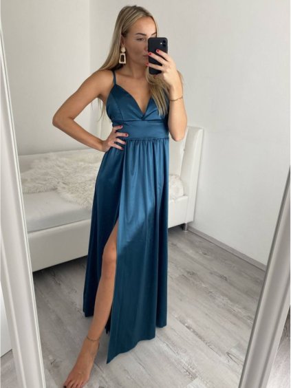 Šaty dlouhé letní elegantní na ramínka dámské (S/M ONE SIZE) ITALSKÁ MÓDA IMPBB22C23430/DR