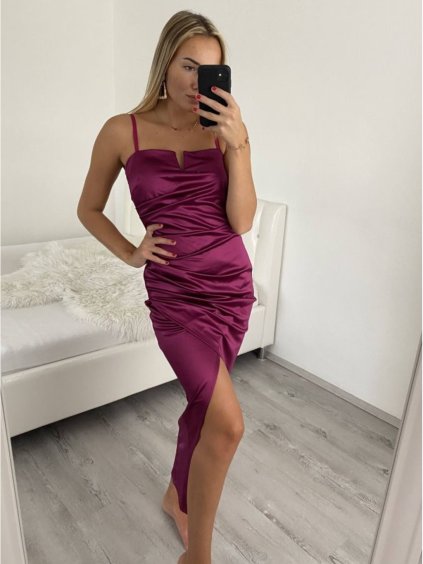 Šaty elegantní společenské na ramínka dámské (S/M ONE SIZE) ITALSKÁ MÓDA IMPSH2210078/DR (Velikost S/M/L, Barva béžová)