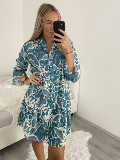 Šaty košilové oversize dlouhý rukáv dámské (S/M/L ONE SIZE) ITALSKÁ MÓDA IMWGS223367/DR