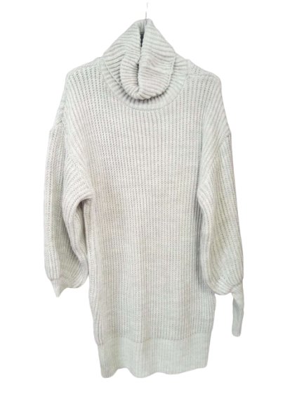 Svetr alá šaty pletený prodloužený rolák dlouhý rukáv dámský (S/M/L ONE SIZE) ITALSKÁ MÓDA imwb22272/DR (Velikost M/L, Barva béžová)