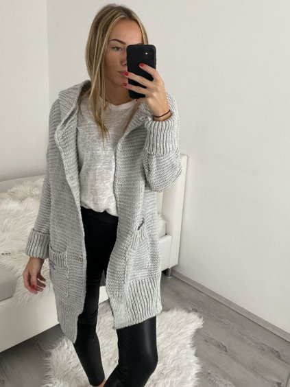 Svetr pletený prodloužený zapínací dlouhý rukáv dámský (M/L/XL ONE SIZE) ITALSKÁ MÓDA IMD22726/DR (Velikost M/L, Barva Černá)