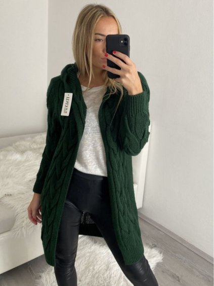 Cardigan pletený dlouhý rukáv dámský (S/M/L ONE SIZE) ITALSKÁ MÓDA IM4221044/DR (Velikost M/L, Barva Černá)