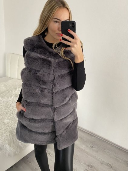Vesta dlouhá bez rukávu dámská nadrozměr (S/M/L ONE SIZE) ITALSKÁ MÓDA IMWD22F-40255/DR
