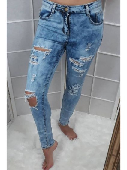 Rifle jeans s dírami dámské (S-XL) AFASHION AF18068/DR