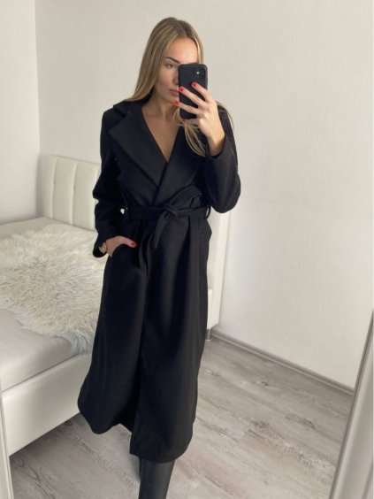 Kabát flaušový s podšívkou a páskem dámský (S/M ONE SIZE) ITALSKá MóDA IM322467/DR