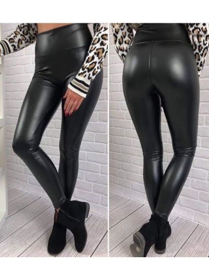 Legíny koženkové zateplené dlouhé dámské (S/M, M/L, LX/2XL) TURECKÁ MODA TM9222048/DR (Velikost S/M/L, Barva Černá)