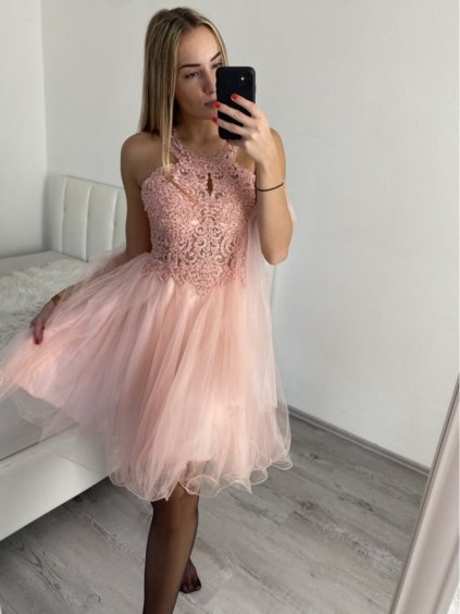 Šaty společenské elegantní plesové dámské (S/M ONE SIZE) ITALSKÁ MÓDA IMM2019805/DR (Velikost S/M/L, Barva růžová světlá)