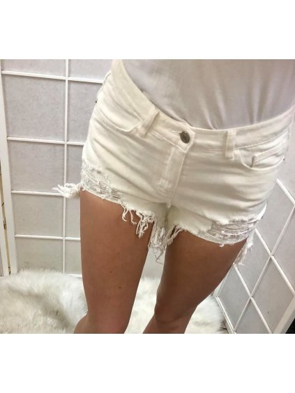 Šortky kraťasy riflové dámske (XS-XL) ITALSKÁ MÓDA PREMIUM IMT19PCJ-F3373/DR (Velikost S, Barva bílá)