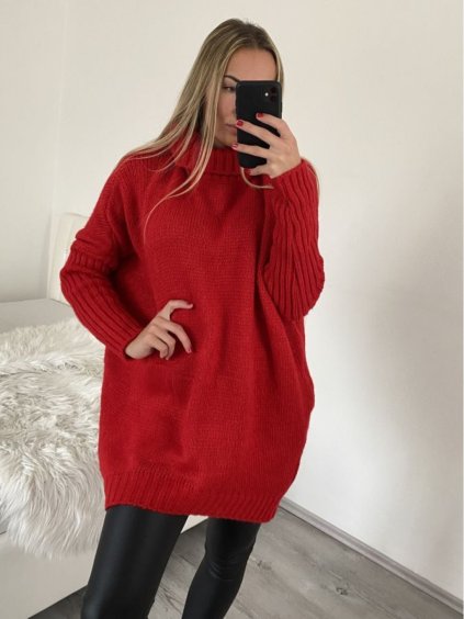 Svetr prodloužený oversize s rolákem dlouhý rukáv dámské (XL/2XL ONE SIZE) ITALSKÁ MÓDA IMWG218508/DR (Velikost XL/2XL, Barva Černá)