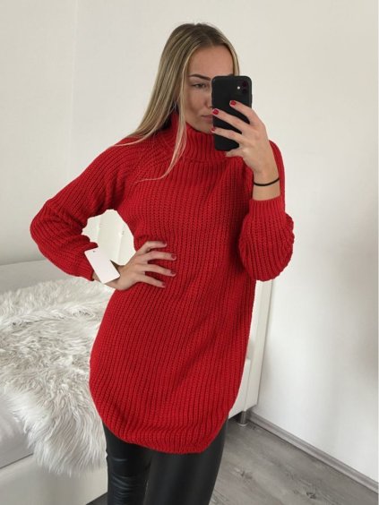 Svetr pletený prodloužený s rolákem dlouhý rukáv dámský (S/M/L ONE SIZE) ITALSKÁ MÓDA IMWB22318/DR (Velikost M/L, Barva béžová)