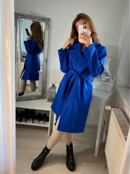 Kabát flaušový dlouhý rukáv dámský (S/M/L ONE SIZE) ITALSKÁ MÓDA IMWC229126/DR