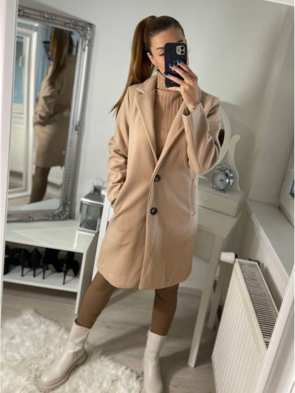 Kabát flaušový dlouhý rukáv dámský (S/M ONE SIZE) ITALSKÁ MÓDA IMM22MS80586/DR