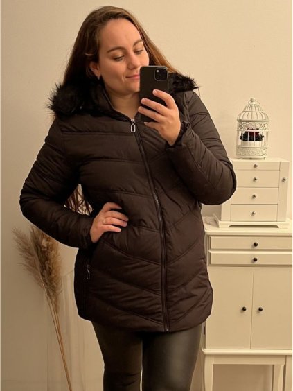 Bunda Zimní s kapucí nadrozměr (4XL-9XL) Victoria rossi ELR22ROSE9330 (Velikost 4XL, Barva Černá)