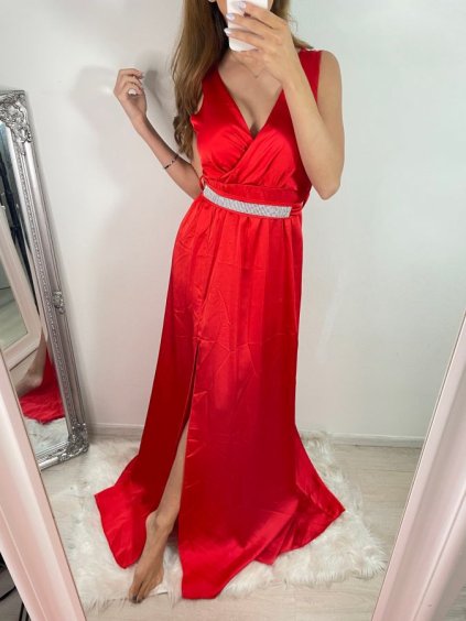 Šaty dlouhé společenské plesové na ramínka dámské (S/M ONE SIZE) ITALSKÁ MÓDA IMM22Ls25402/DR