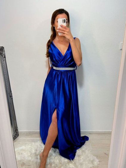 Šaty dlouhé společenské plesové na ramínka dámské (S/M ONE SIZE) ITALSKÁ MÓDA IMM22Ls25402/DR