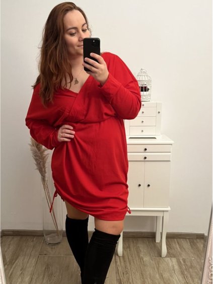 Šaty dlouhý rukáv dámské nadrozměr (XL/2XL/3XL/4XL ONE SIZE) ITALSKÁ MÓDA IMWQ22SARA-1/DR